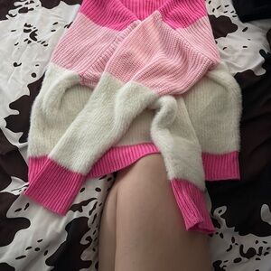 Pink and White Striped Sweater